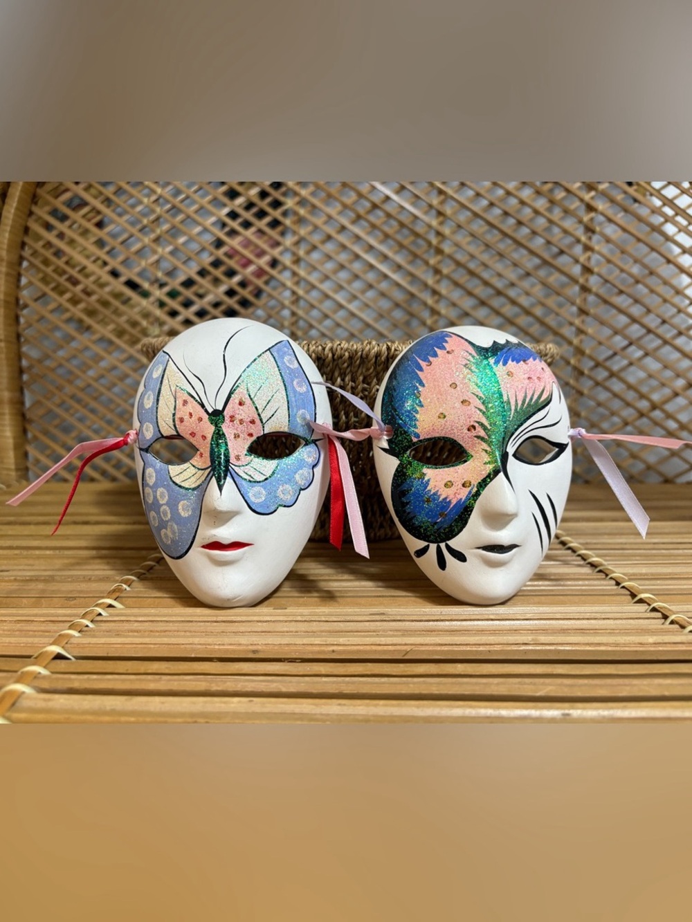 🦋2 For $50🦋Handpainted Ceramic Butterfly Masquerade Masks